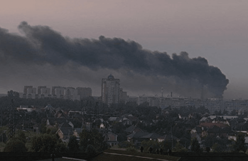 What purports to be the aftermath of a reported Ukrainian drone attack on Chekhov, Moscow Oblast, Russia overnight on July 28, 2026. (Exilenova Plus/Telegram)