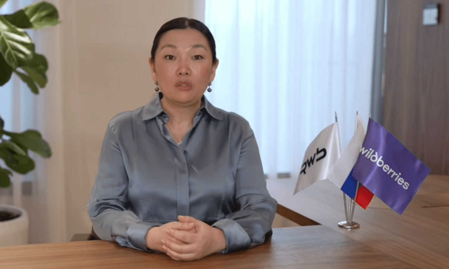 Tatiana Kim, founder of Wildberries, delivers a video address on July 31, 2026. (Tatiana Kim / Telegram)