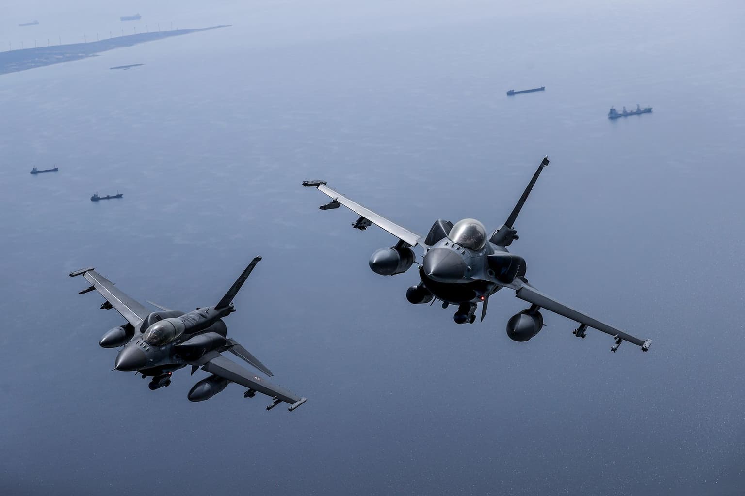 F-16 fighter jets from the Turkish Air Force fly over Canakkale, Turkiye, on May 11, 2026.