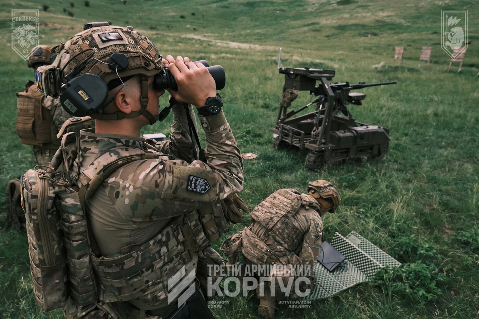 Soldiers of Ukraine's 60th Mechanized Brigade, part of the 3rd Army Corps, train with ground drones ahead of combat operations in Donetsk Oblast, in a photo posted by the unit on 1 June, 2026. (60th Mechanized Brigade / Facebook)