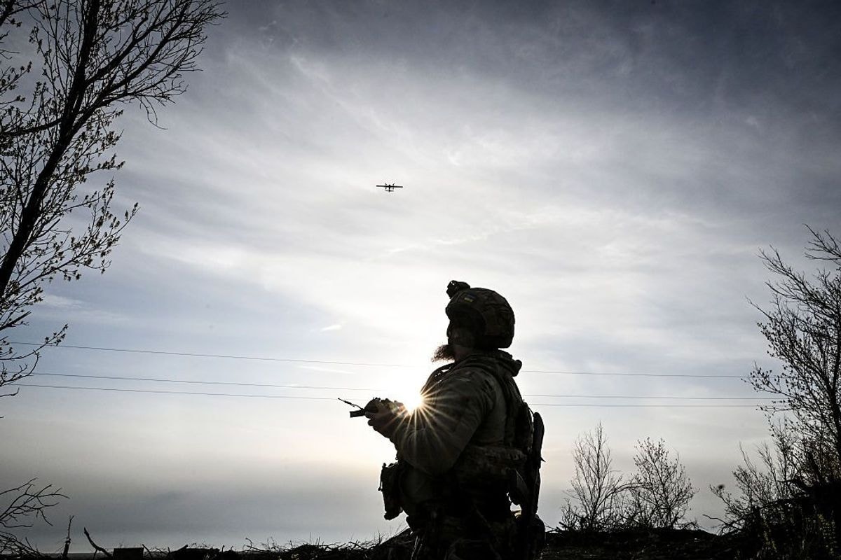 Illustrative image: A Ukrainian soldier operates a drone in Zaporizhzhia Oblast, Ukraine, on April 8, 2026. (Dmytro Smolienko/Ukrinform/NurPhoto via Getty Images)
