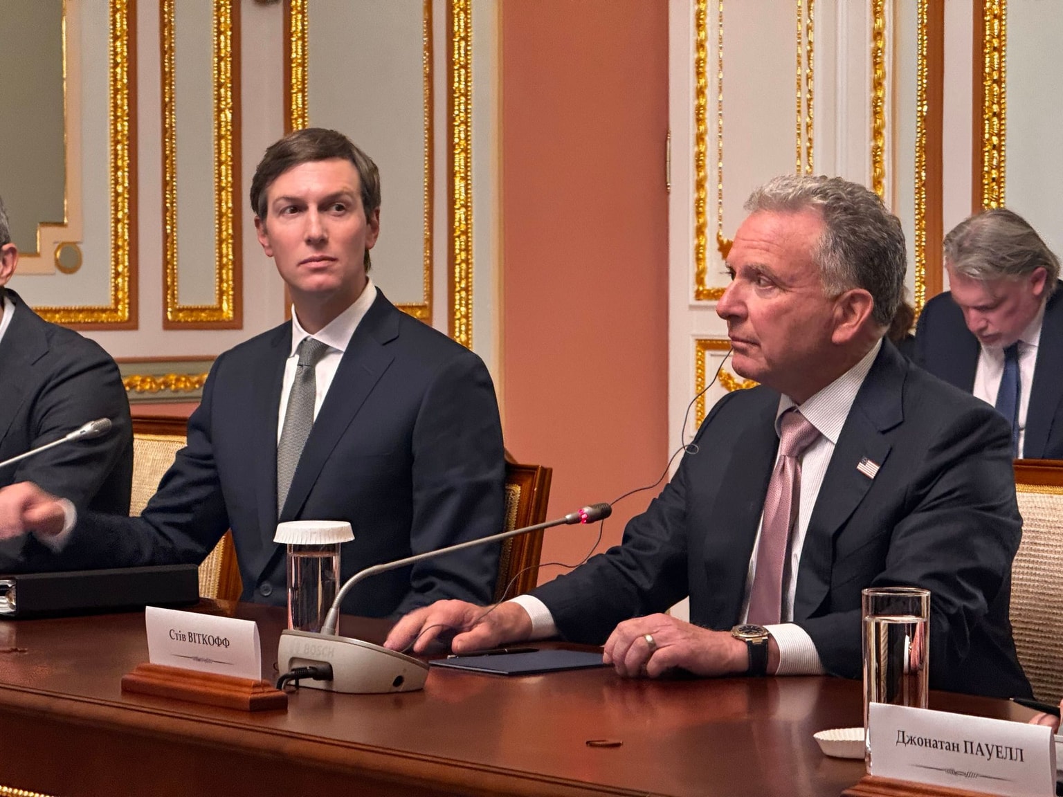 U.S. President Donald Trump's envoys, Steve Witkoff and Jared Kushner, during talks with Ukrainian and European officials in Kyiv, Ukraine, on Sept. 6, 2026. (Tim Zadorozhnyy/The Kyiv Independent)
