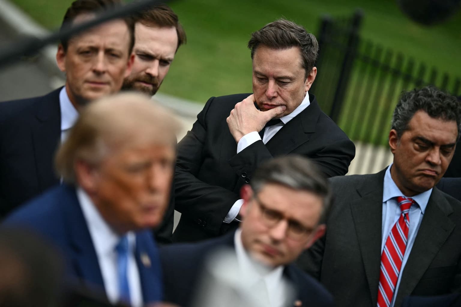 Elon Musk looks on as Trump speaks at the White House in Washington, D.C., U.S., on Sept. 29, 2026.