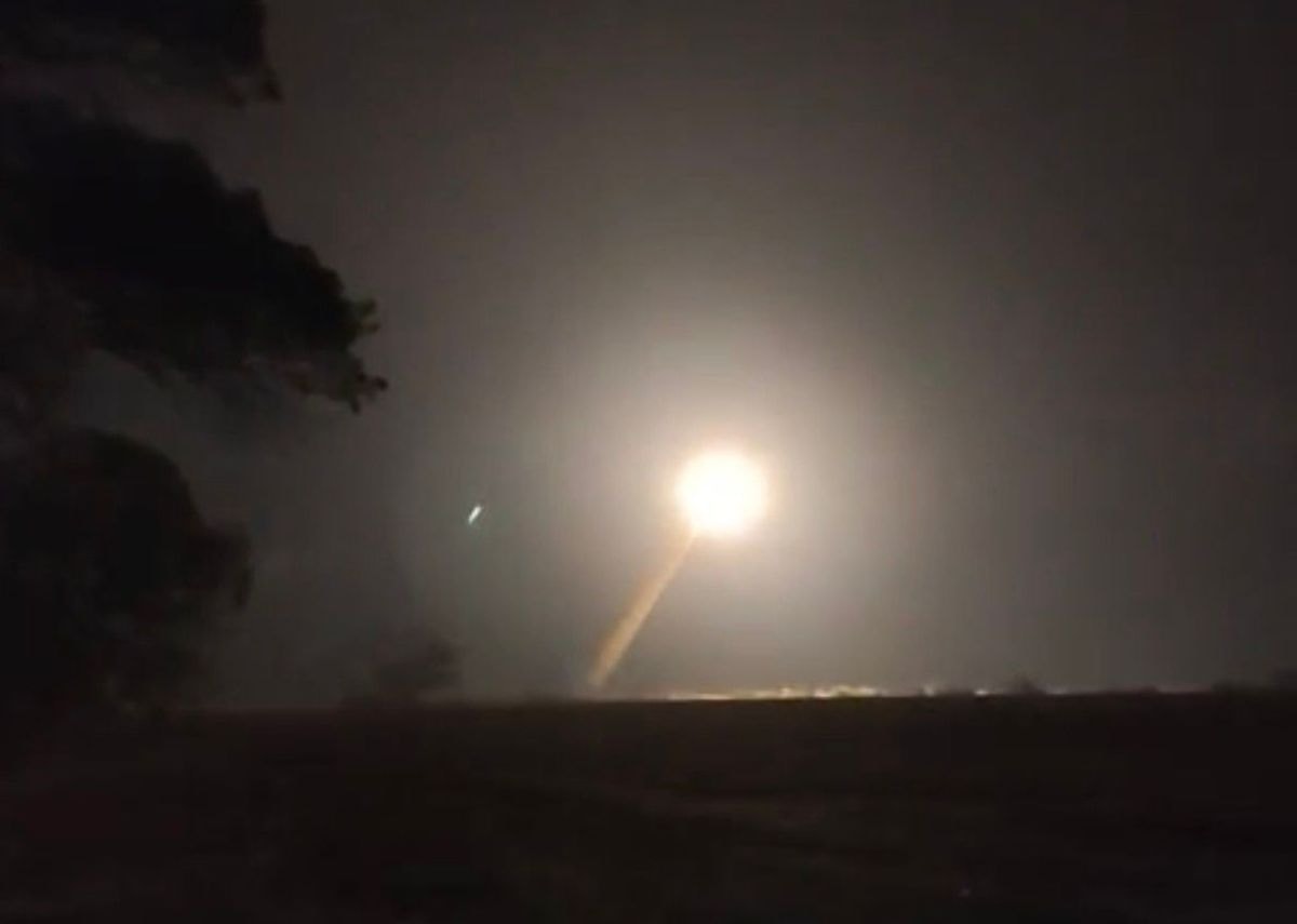 A screenshot from a video released by President Volodymyr Zelensky on Oct. 1, 2026 showing the first combat use of Ukraine's FP-7 ballistic missile (Telegram)