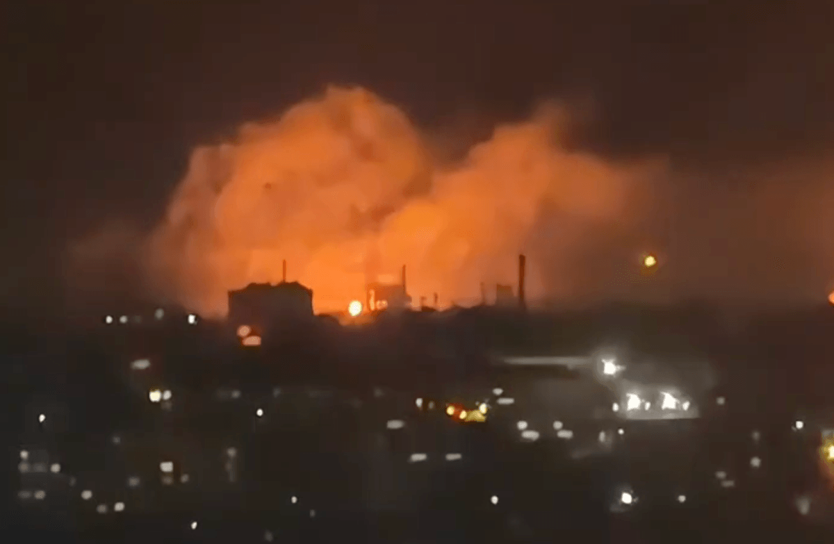What purports to be the aftermath of a reported Ukrainian drone attack on the Russian city of Omsk, located about 2,500 kilometers from Ukraine on Oct. 24, 2026. (Exilenova Plus/Telegram)